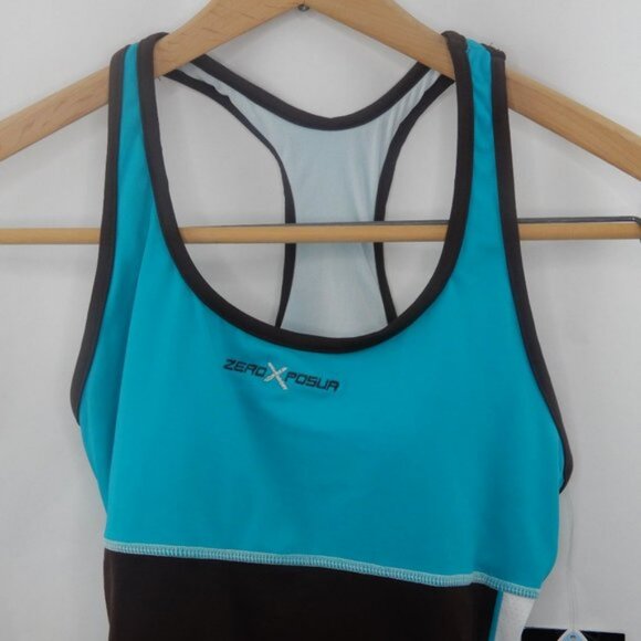 Mesh Swim Tankini ZeroXPosure Teal/Brown/White NWT (SW014) - Picture 3 of 9